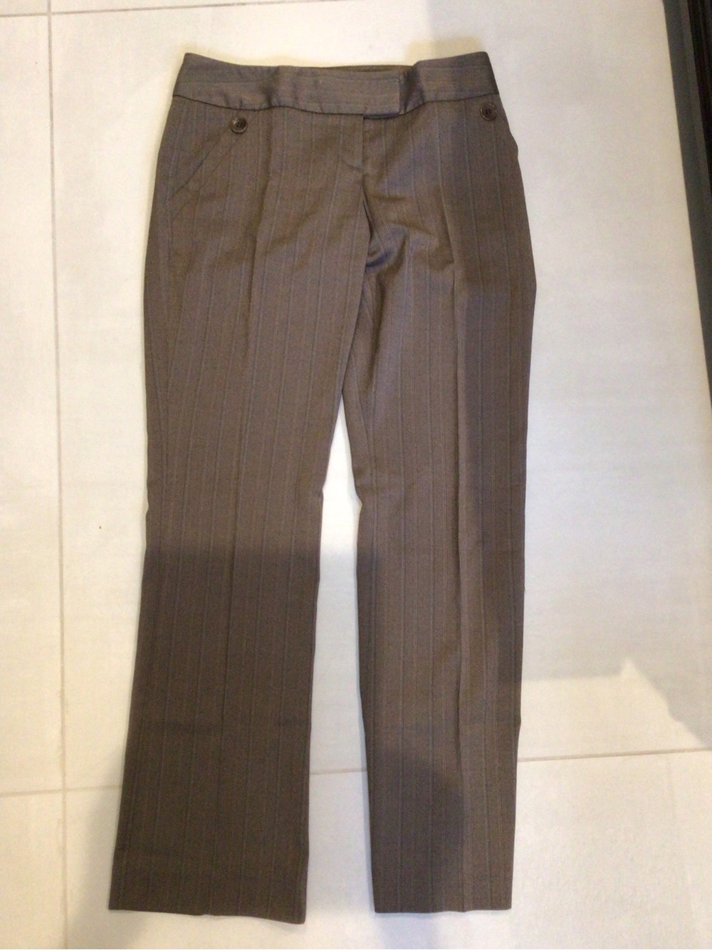 New York & Company Women's Brown Pinstripe High-Rise Jeans